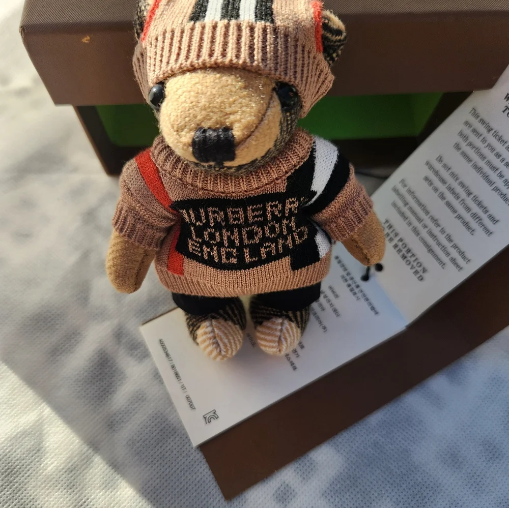 Burberry Striped Sweater Teddy Bear Keychain NIB - Picture 5 of 12